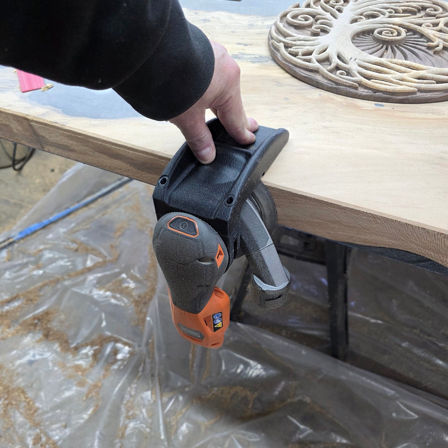 Guide Adapter Compatible with RIDGID 18V SubCompact Brushless Random Orbit Sander Model # R870651B Sander Only – Adjustable Edge Guide & Corner Sanding – Easy Install Accessory - Made in USA!