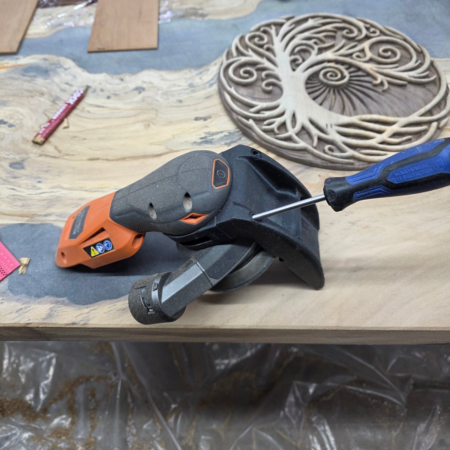 Guide Adapter Compatible with RIDGID 18V SubCompact Brushless Random Orbit Sander Model # R870651B Sander Only – Adjustable Edge Guide & Corner Sanding – Easy Install Accessory - Made in USA!