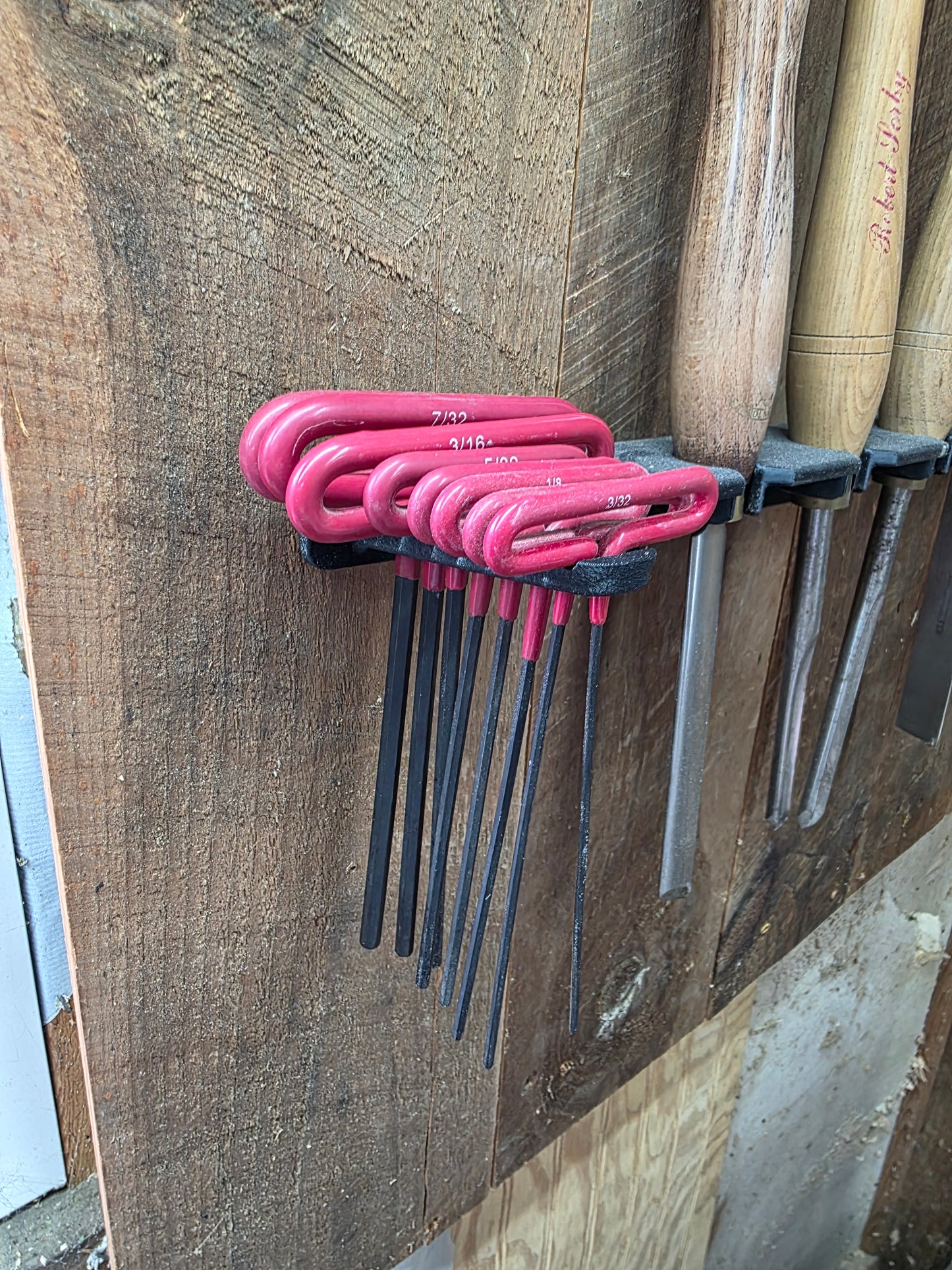 Wall Mounted T-Handle Allen Wrench Holder, 3D Printed PLA Hex Key Organizer, Shop Tool Storage Rack for T-Handle Wrenches, Garage, Workshop, CNC, and Workbench Organization