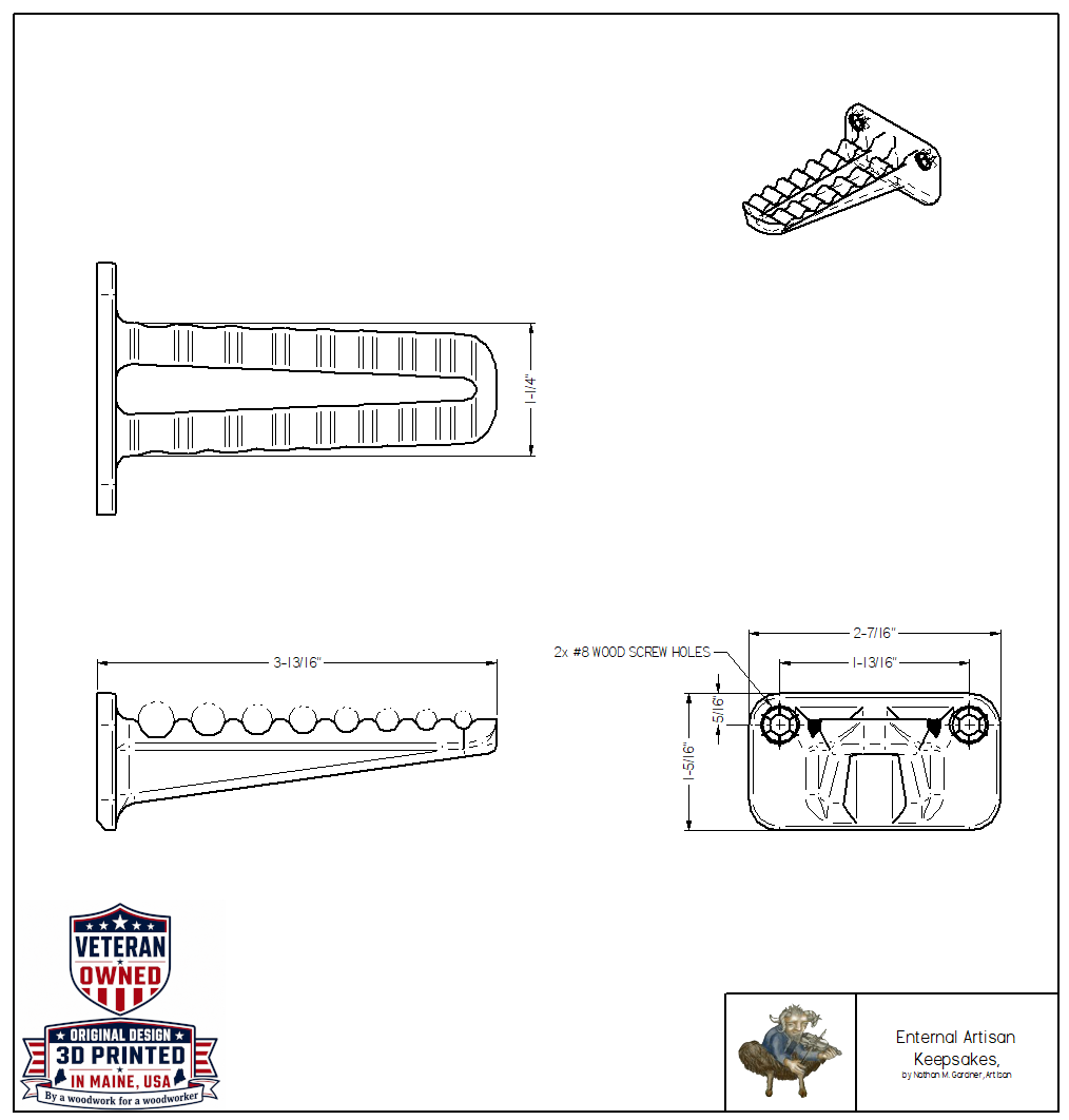 Wall Mounted T-Handle Allen Wrench Holder, 3D Printed PLA Hex Key Organizer, Shop Tool Storage Rack for T-Handle Wrenches, Garage, Workshop, CNC, and Workbench Organization