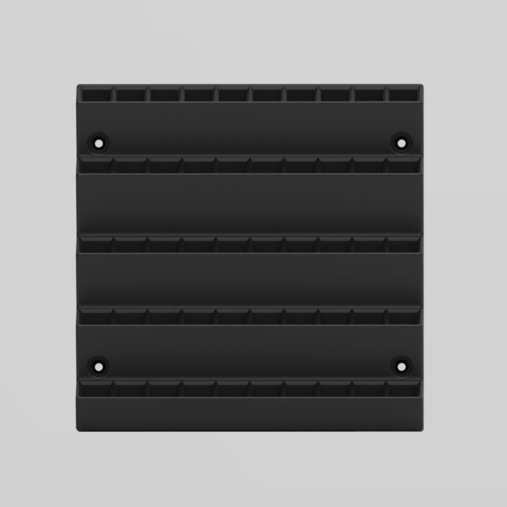 CNC Bit Holder – Wall-Mounted Case Rack (Holds 50, individual 1/2" sq protective tubes)