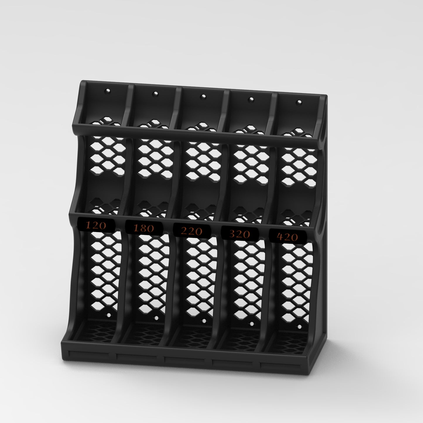 Modular 3D Printed PLA Sandpaper Holder/Organizer with Snap-In Grit Labels