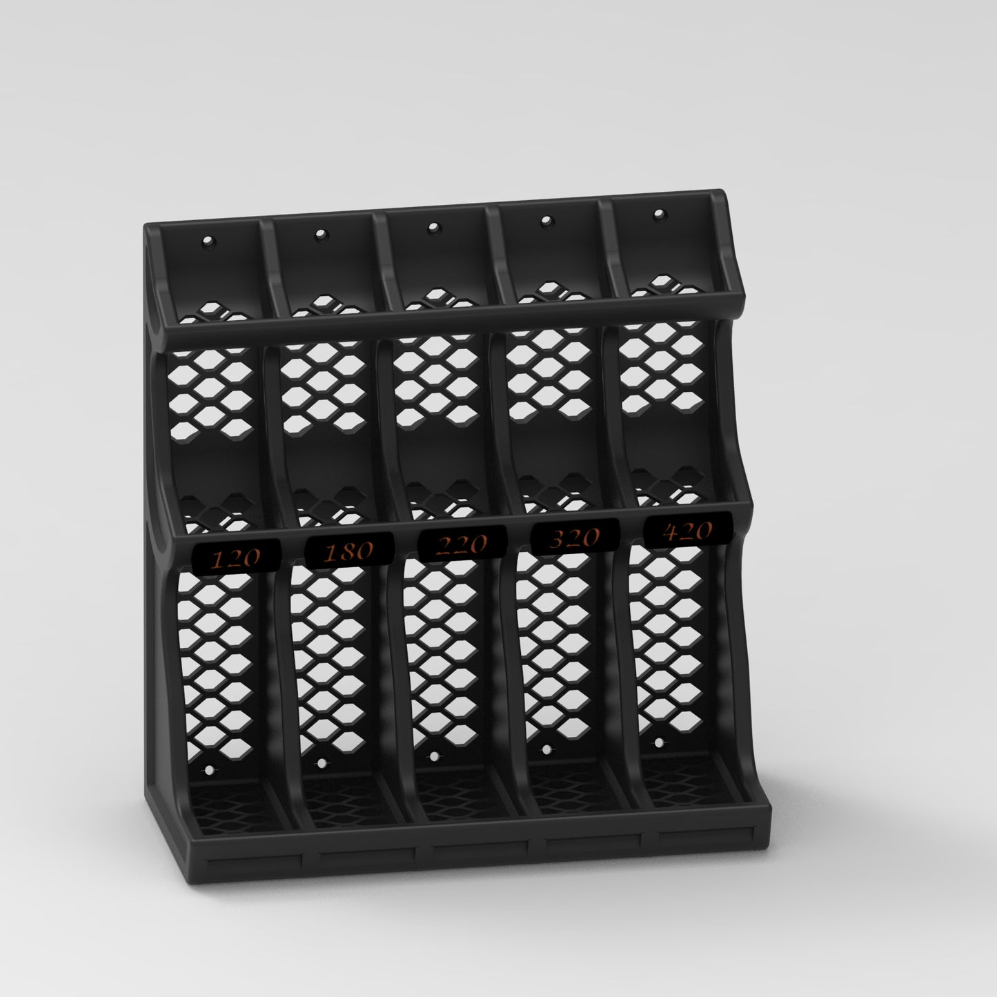 Modular 3D Printed PLA Sandpaper Holder/Organizer with Snap-In Grit Labels