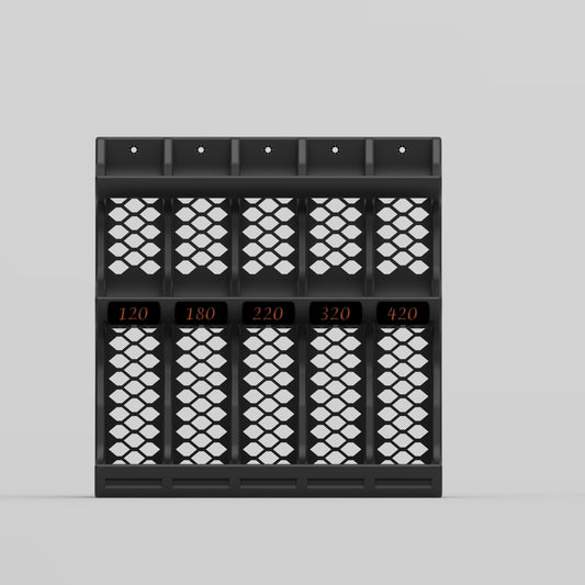 Modular 3D Printed PLA Sandpaper Holder/Organizer with Snap-In Grit Labels