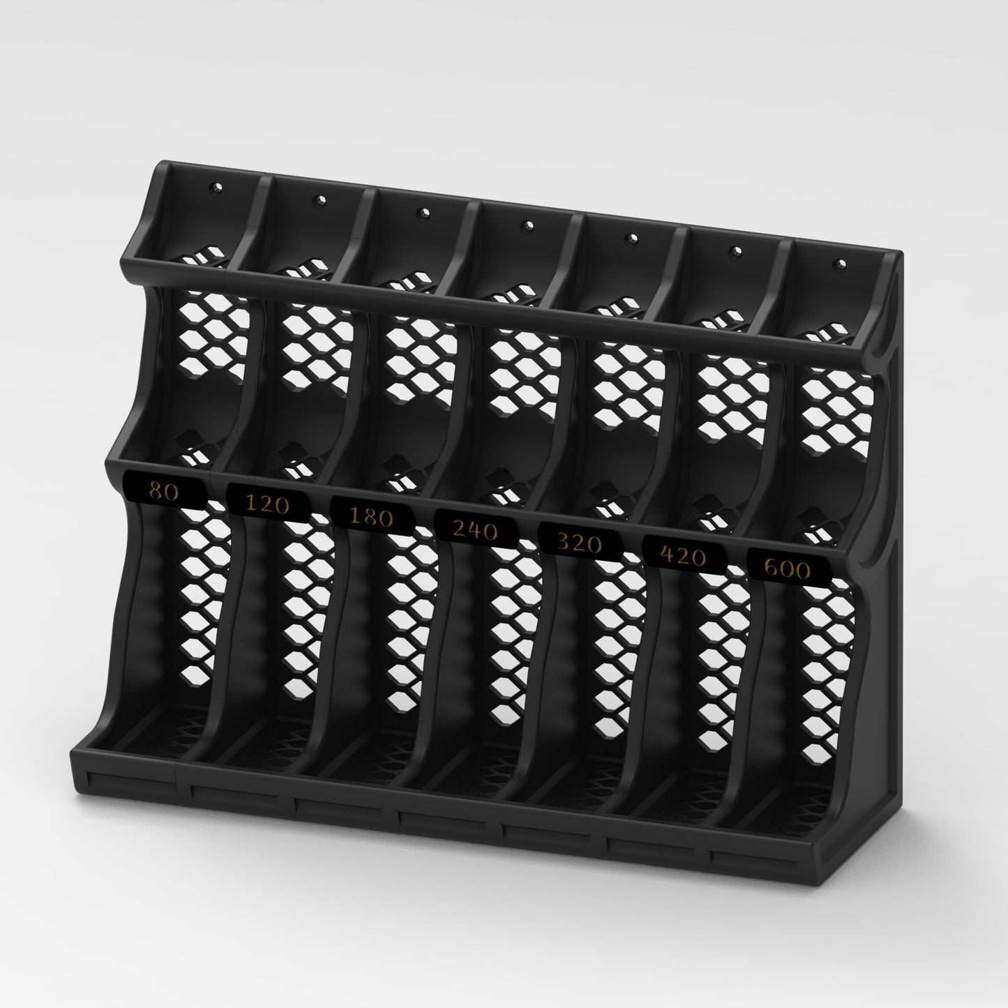 Modular 3D Printed PLA Sandpaper Holder/Organizer with Snap-In Grit Labels