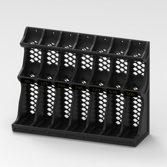Modular 3D Printed PLA Sandpaper Holder/Organizer with Snap-In Grit Labels
