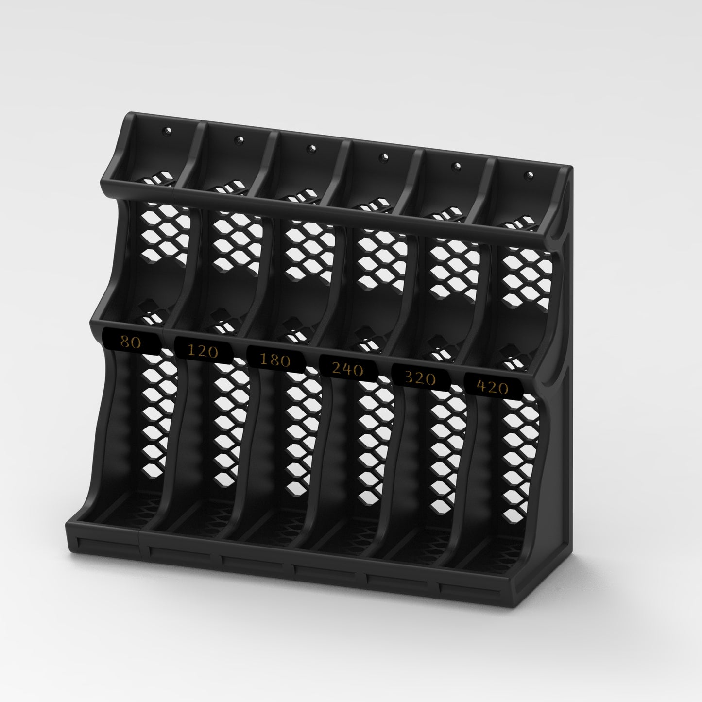 Modular 3D Printed PLA Sandpaper Holder/Organizer with Snap-In Grit Labels