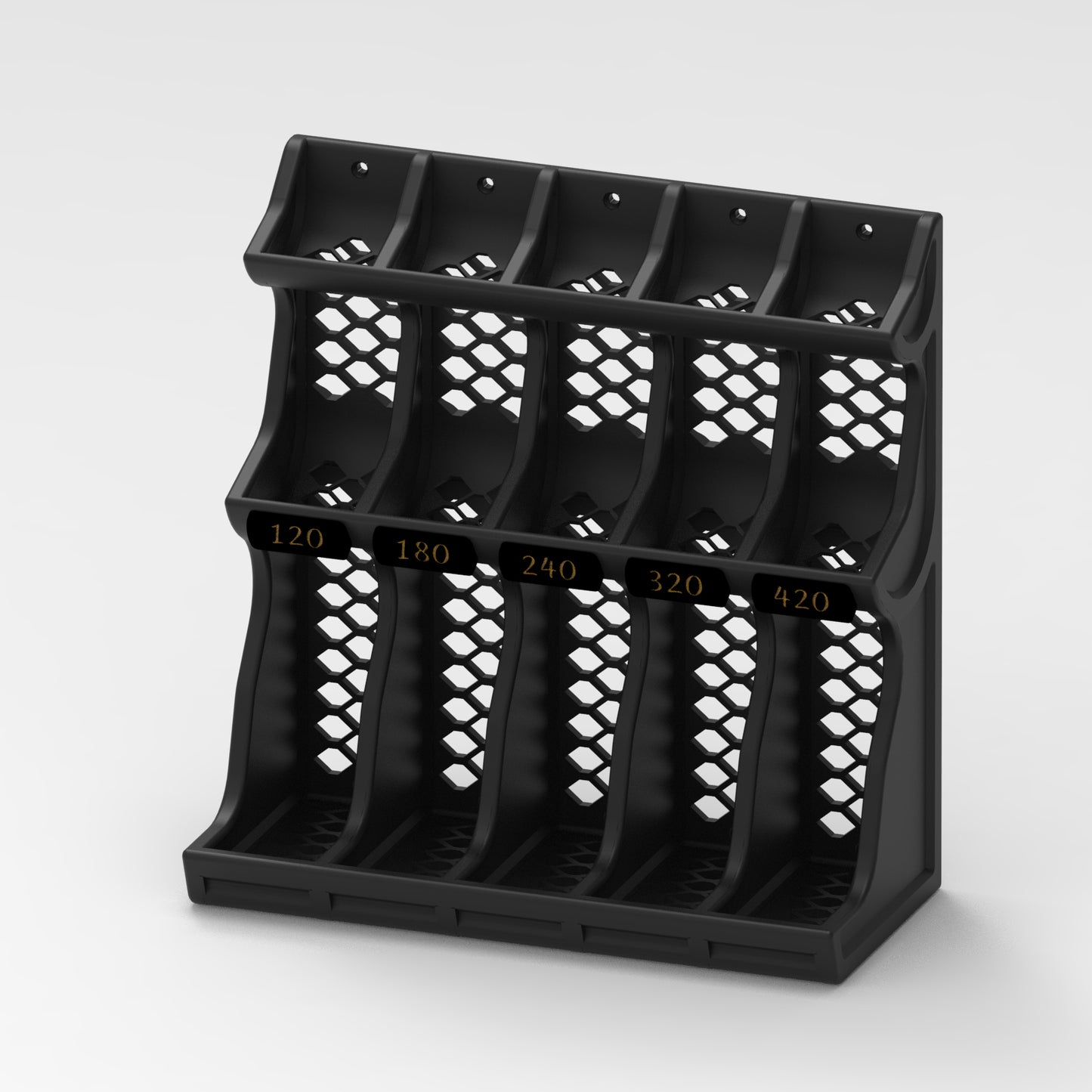 Modular 3D Printed PLA Sandpaper Holder/Organizer with Snap-In Grit Labels
