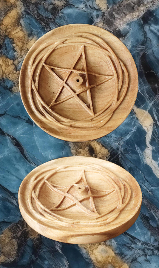 Pentagram - Designer Carved Incense Burner / Holder
