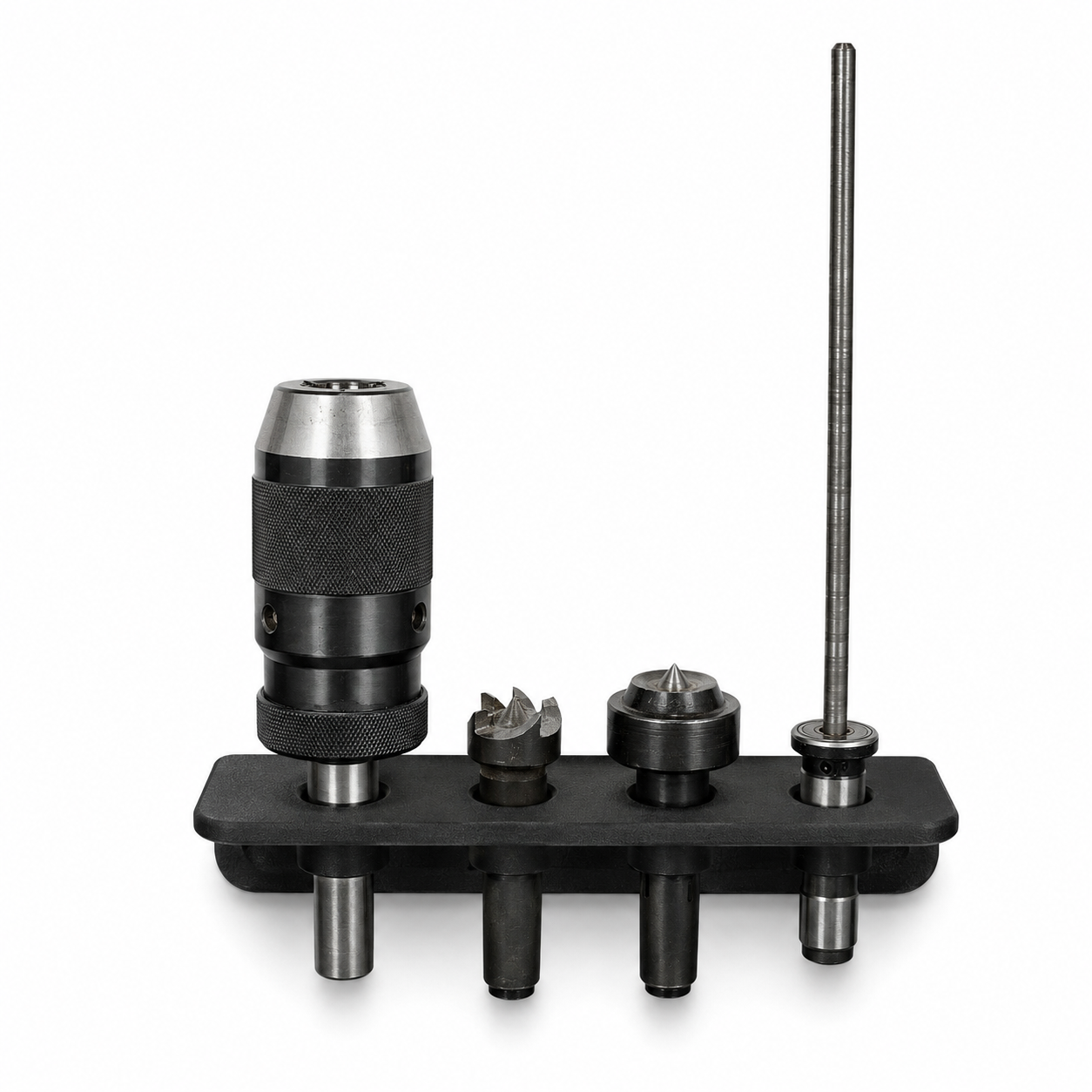 MT2 Wood Lathe Spur & Tailstock Center Wall Mount Holder | 3D Printed PLA Lathe Accessory Organizer | Holds 4 Morse Taper #2 Drive Centers, Live Centers, Dead Centers & Tailstock Tools