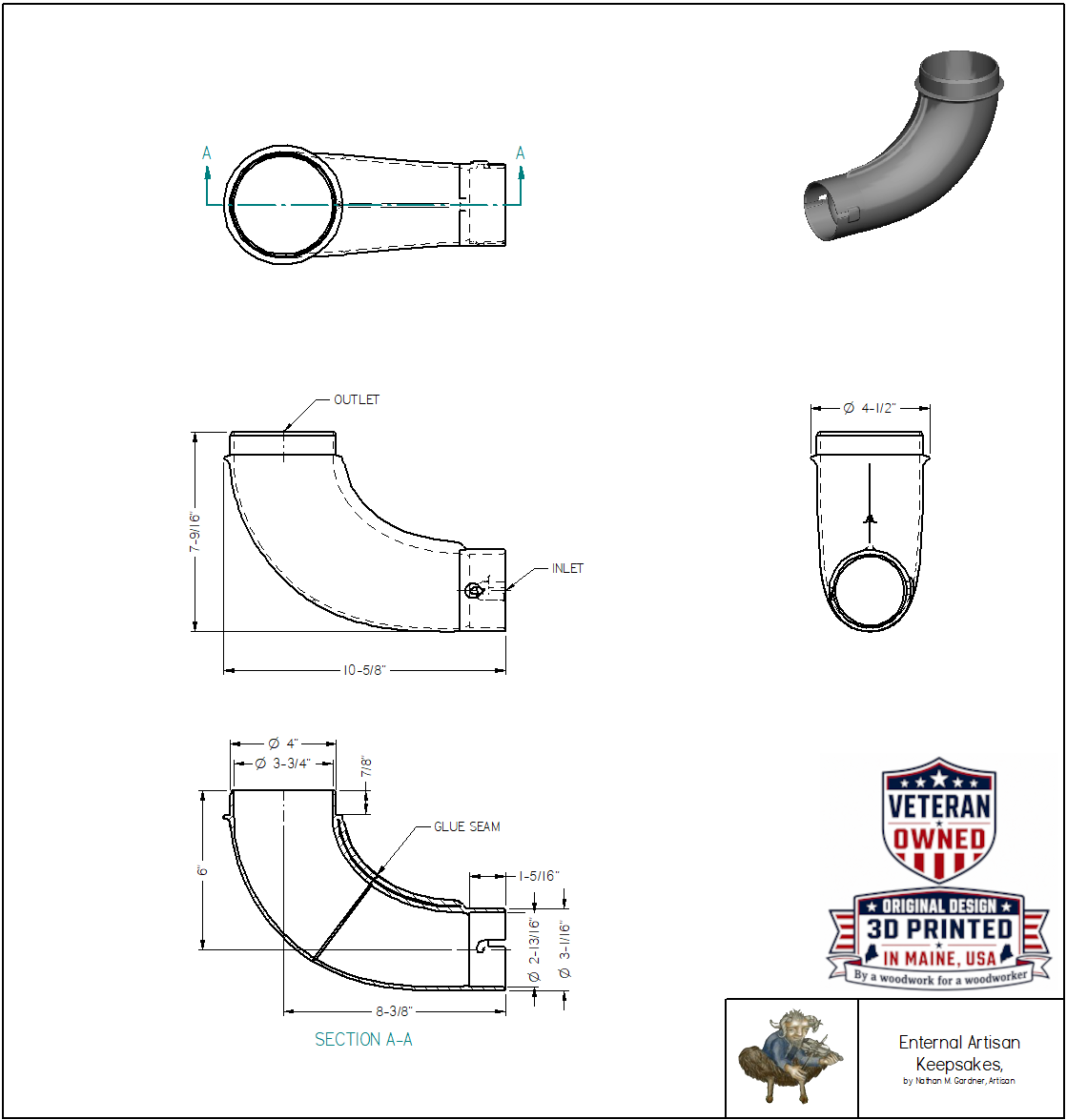 Dust Port for DeWalt DW735 & DW735X - For 4" Dust Collection Hoses